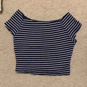 Brandy Melville Striped Off The Shoulder Crop Top